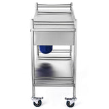 2 Drawer Medical/Dental Trolley Stainless Steel Salon Mobile Rolling Cart