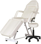 Adjustable Portable Medical/Spa Chair with Stool Combination, White