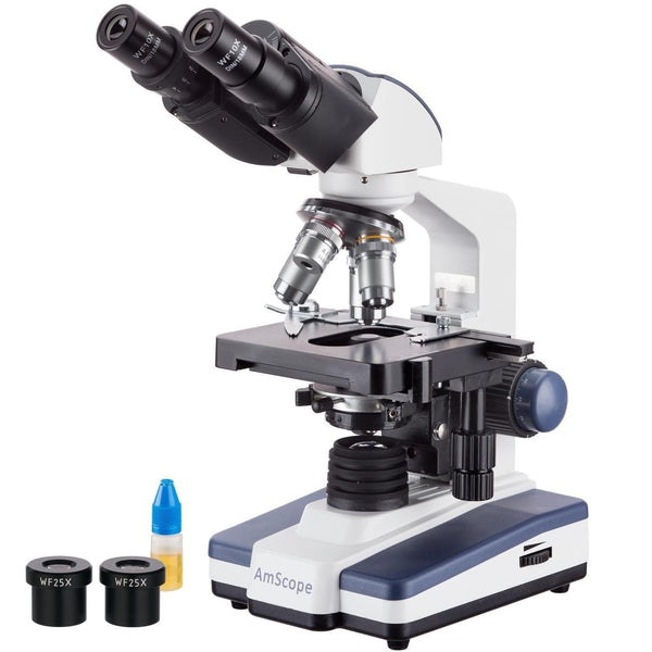AmScope 40X-2500X Lab Binocular Microscope with 3D Mechanical Stage LED
