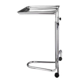 Mobile Stainless Steel Mayo Tray Double-Post Stand Adjustable Medical Equipment