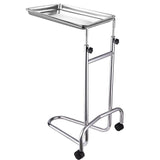 Mobile Stainless Steel Mayo Tray Double-Post Stand Adjustable Medical Equipment