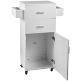 Multiuse Trolley Cart Stylist Station Storage Cabinet with Casters, White